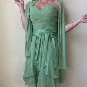 Mori Lee Strapless Mint Dress with Wrap